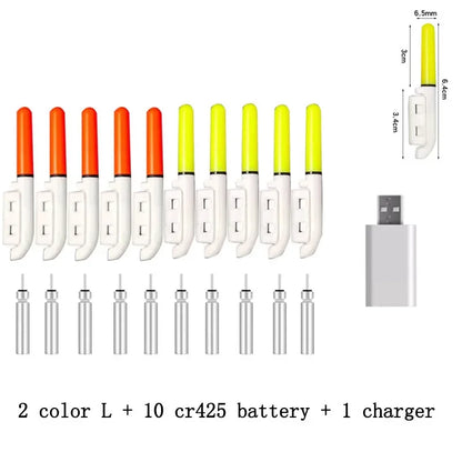 Lot de 10 bâtons lumineux électroniques à clipser pour canne à pêche