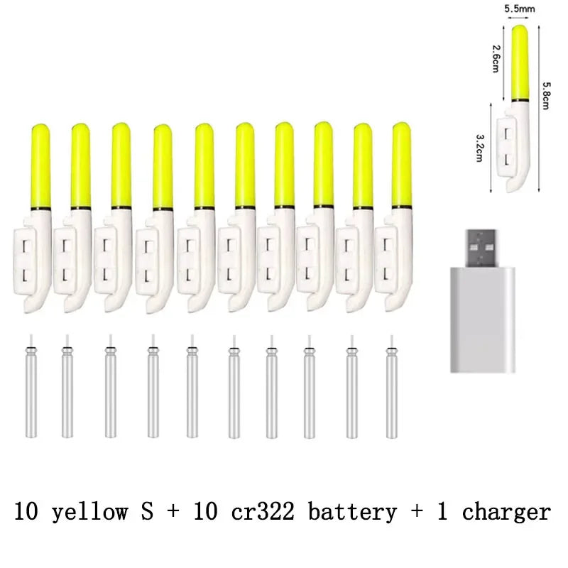 Lot de 10 bâtons lumineux électroniques à clipser pour canne à pêche
