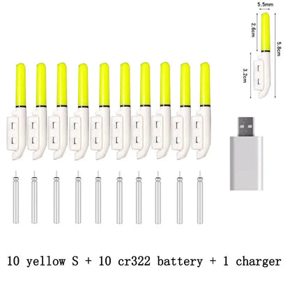 Lot de 10 bâtons lumineux électroniques à clipser pour canne à pêche