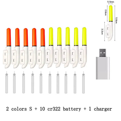 Lot de 10 bâtons lumineux électroniques à clipser pour canne à pêche