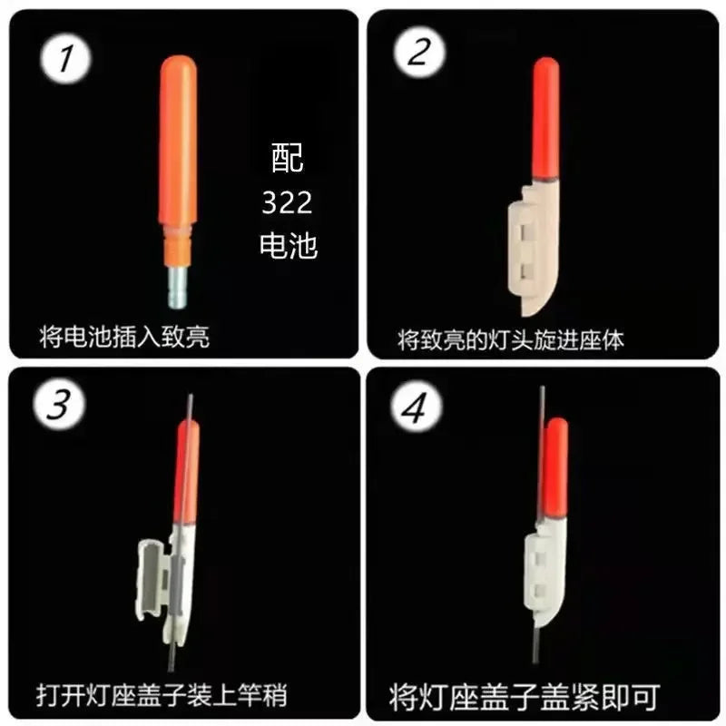Lot de 10 bâtons lumineux électroniques à clipser pour canne à pêche